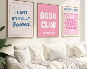 Book Club Print, Book Lovers Gift Print, Trendy Reading Corner