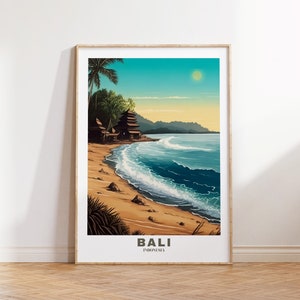 Bali Travel Print, Digital Art Download, Bali Poster, Indonesia Bali Beach Travel Exhibition Print, Trendy Wall Print Indonesia Poster
