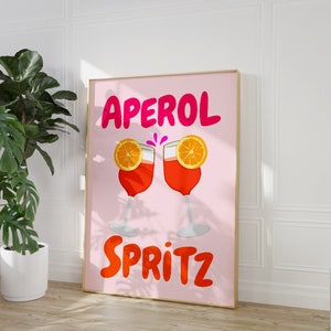 Aperol Spritz Print, Cocktail Cheers Poster, Rosa Küche Wandkunst, Bar Warenkorb Dekor, Aperol Poster, Pink Orange Art, Retro Drink druckbare Kunst