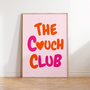 Stampa The Couch Club, Arredamento soggiorno, Citazione carina, Arte estetica della parete dell'appartamento, Poster cuore minimalista, Stampa di download digitale alla moda