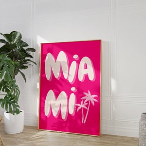 Impression de voyage dans la ville de Miami, téléchargement d'art numérique, impression d'exposition de voyage de Miami rose, impression murale tendance, affiche de Miami aux États-Unis, décoration de dortoir