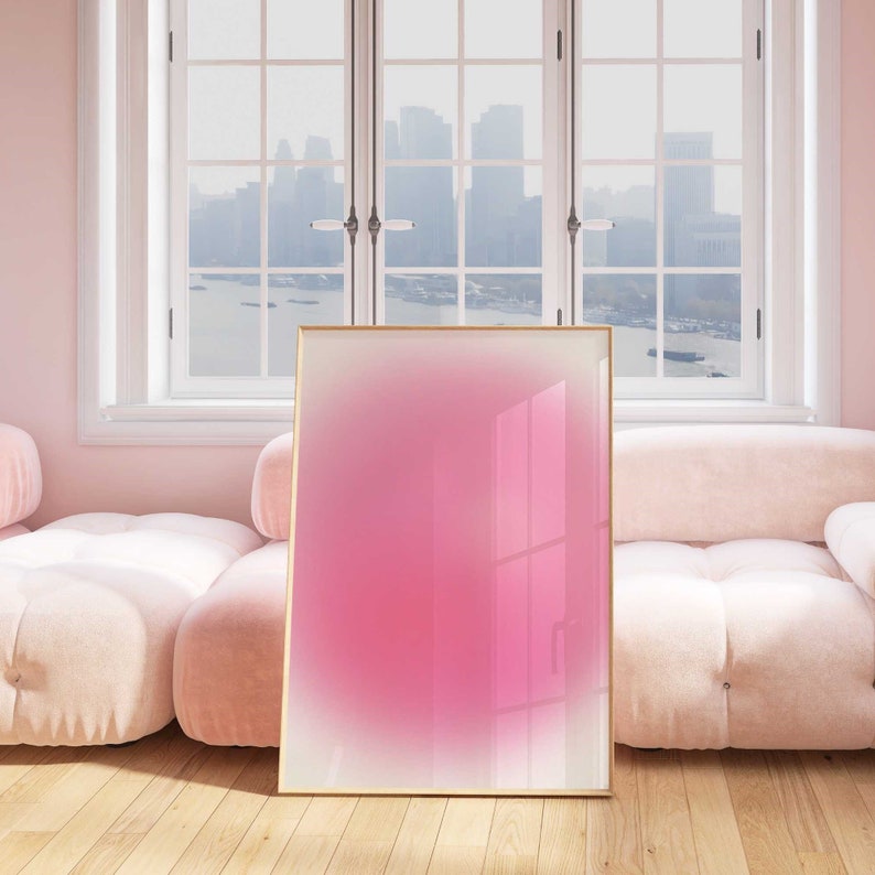Pink Aura Wall Art, Blur Gradient Print, Pastel Pink Glow, Spiritual Poster, Positive Self Care Art, Aura Energy, Dreamy Aura Gradient
