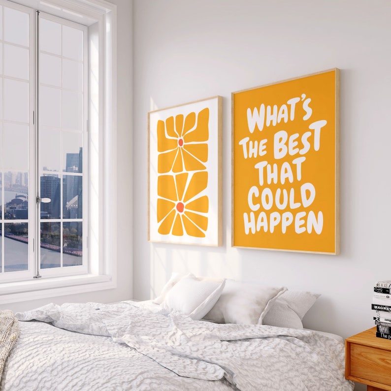 What's the best that could happen quote poster, Uplifting quote art print, Yellow aesthetic wall art, Affirmation Print, Yellow Typography art, Inspirational Wall art, Motivational print, Gift, Trendy Printable Art,Preppy Prints, Motivation Wall art