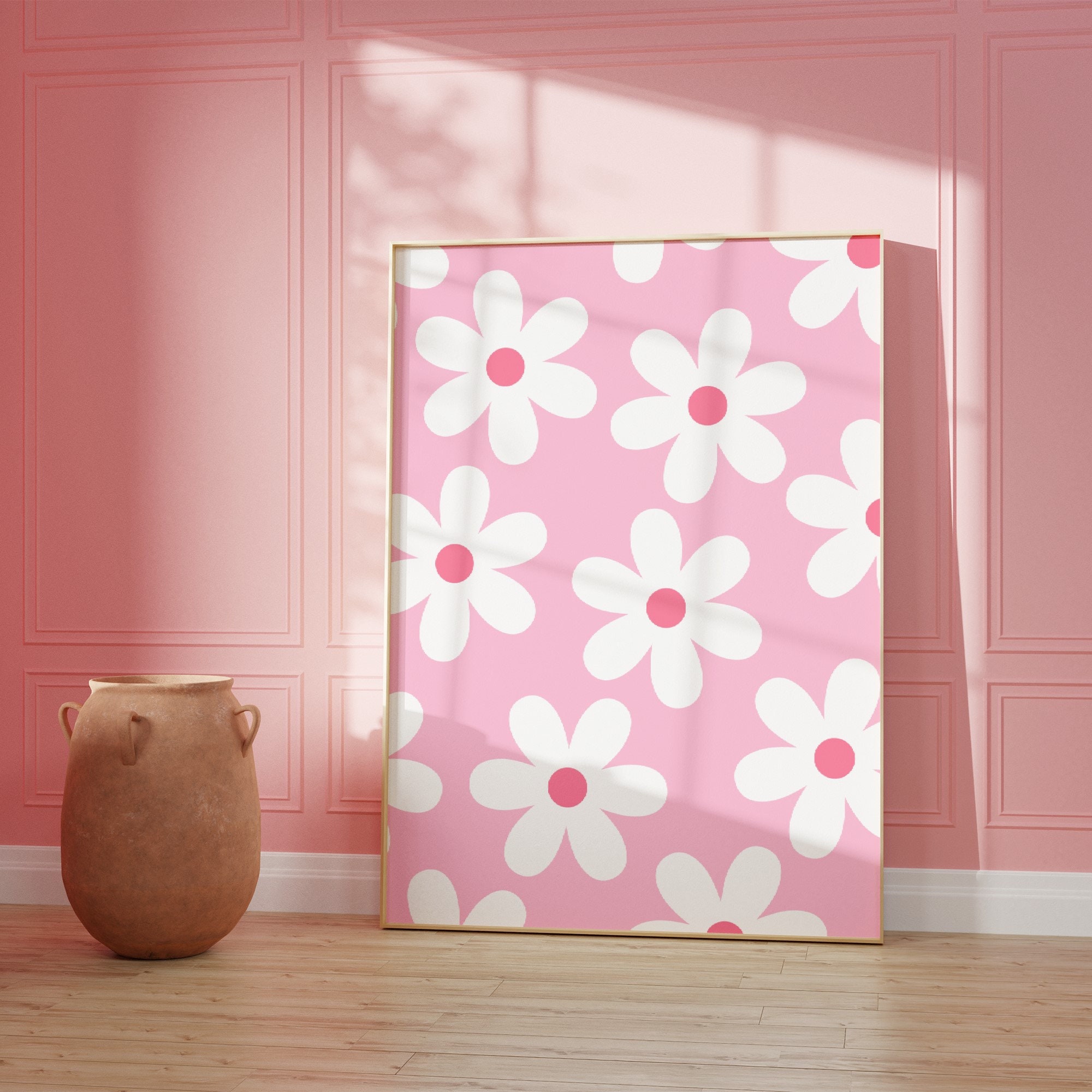 Daisy Nursery Wall Art, Daisies Print, Blush Pink Nursery Print, Boho ...