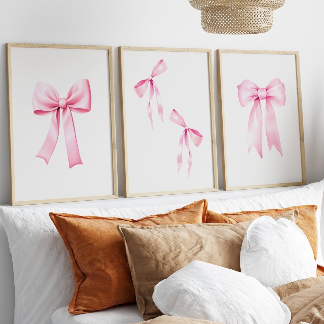 Pink Bow Print, Set of 3, Preppy Wall Art, Teen Room Decor, Preppy ...