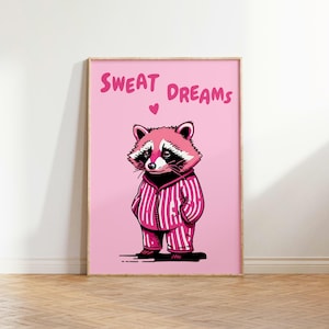 Sweet Dreams Art Print Trendy Wall Art Printable Wall Art Pink Bedroom Wall Art Good Night Art Above Bed Wall Art Bold Typography Poster
