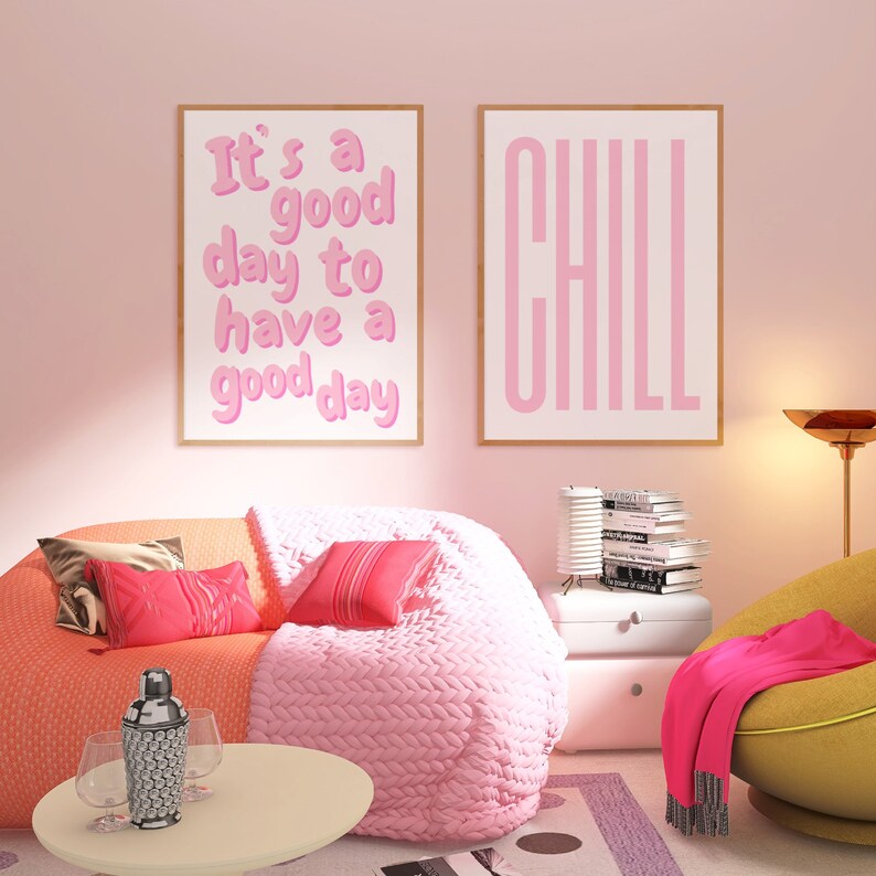 It's a good day poster,, Today is a Good Day Print, Preppy Room Decor, Girly Wall Art, Pink Preppy Wall Art, College Dorm Decor, Gift for her, printable quote poster, typography wall decor, Daily affirmation wall art, positive quote print
