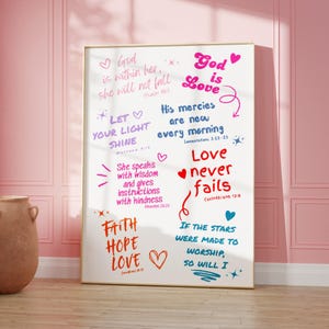 Pink Modern Christian Art Christian Wall Art Scripture Wall Art Pink Wall Art Bible Verse Wall Art Coquette Room Decor Digital Download