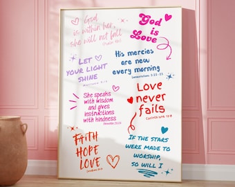 Pink Modern Christian Art Christian Wall Art Scripture Wall Art Pink Wall Art Bible Verse Wall Art Coquette Room Decor Digital Download