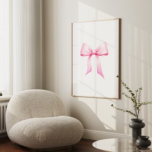 Pink Bow Print, Preppy Aesthetic Wall Art, Teen Room Decor, Preppy Poster, College Apartment ...