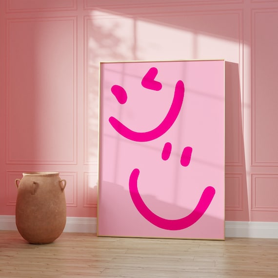 Znzd Hot Pink Preppy Cute Smiley Face Mouse Pad 7.9 x 7.9 Inch Pink Preppy Non-Slip Rubber Base Mousepads for Home Office College Dorm Desk Decor G hot pink smiley face Sticker