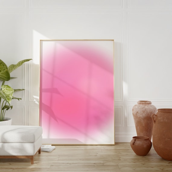 Pink Aura Wall Art, Blur Gradient Print, Pastel Pink Glow, Spiritual Poster, Positive Self Care Art, Aura Energy, Dreamy Aura Gradient