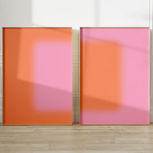 Pastel Aura set of 2 Prints, Positive Pink Aura Poster, Gradient Aura Print, Spiritual Poster Self Care, Orange Pink Blur Gradient Wall art