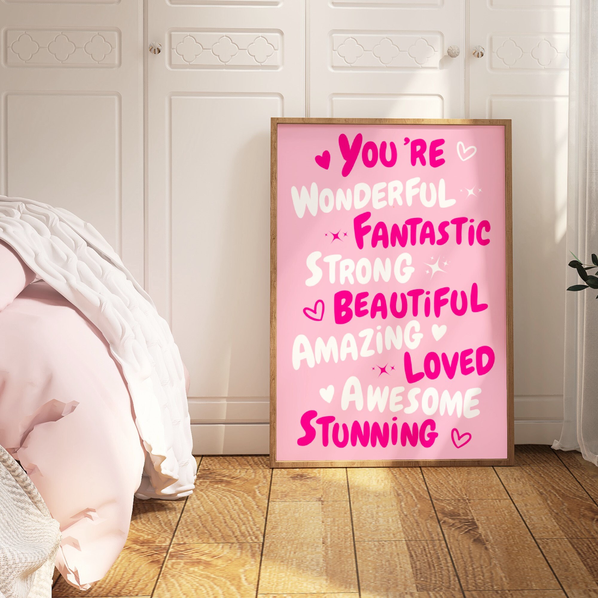 You Are Amazing Print, Pink Preppy Wall Art, 70s Pink Wall Art ...