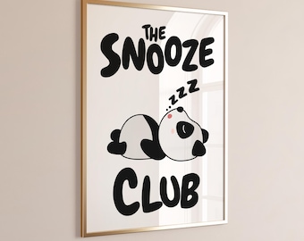 The Snooze Club Art Print, Trendy Wall Art, Printable Wall Art, Bedroom Wall Art, Stay in Bed Art, Above Bed Wall Art,Bold Typography Poster