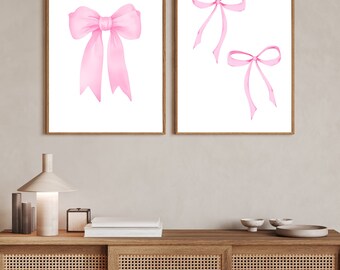 CoOpo Stampa con fiocco rosa cipria, decorazione da parete estetica, decorazione per camera degli adolescenti, poster preppy, decorazione per