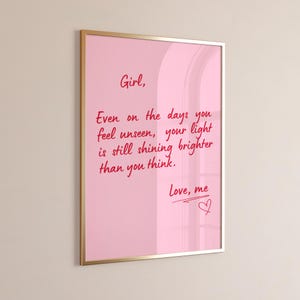 Empowering Pink Quote Wall Art for Women Self Love Digital Print Red Pink Feminine Motivational Poster for Girls Teens Therapy Office Gift