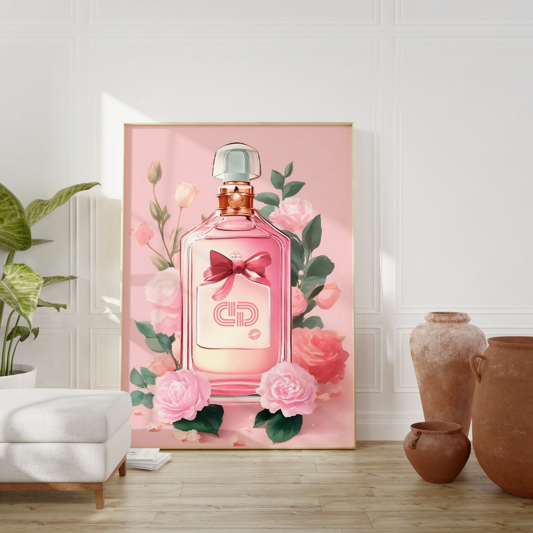Perfume Bottle Wall Art Pink Preppy Wall At Room Decor Etsy