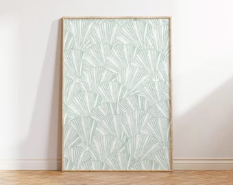 Sage Green Coastal Seashell Wall Art Printable Beach House Decor Minimalist Ocean Illustration Digital Download Neutral Beachy Aesthetic
