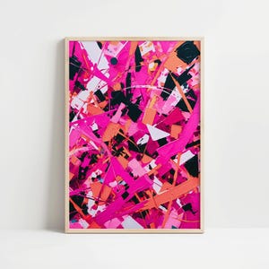 Pink Orange Abstract Print Modern preppy poster Colorful  Digital Art Download Trendy Pink Printable Art Cute Trendy print Dorm Room Decor