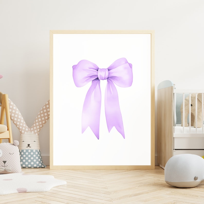 Purple Bow Print, Preppy aesthetic wall art, teen room decor, preppy poster, college apartment decor, nursery girly lilac wall art print, pastel poster, printable room decor, room decor for teens, digital download, set of 3 prints