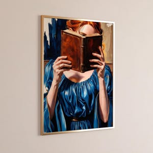Victorian Woman Reading Wall Art Print Book Lover Gift Bookish Library Art Print Book Lover Print Bookworm Digital Print Reading corner art