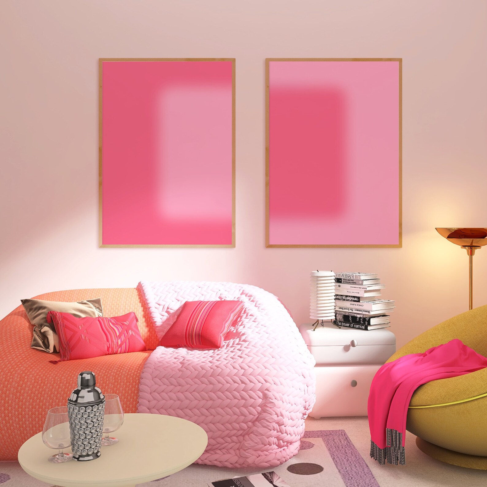 Pastel Aura Set of 2 Prints, Positive Pink Aura Poster, Gradient Aura ...