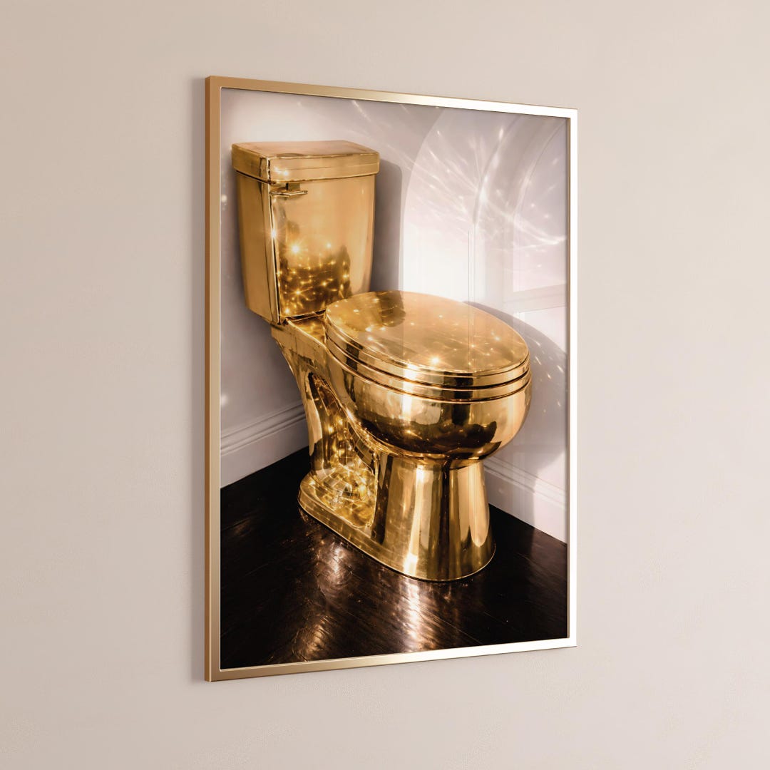 Gold Toilet -print Funny Bathroom Decor Trendy Black Wall Art Glam ...