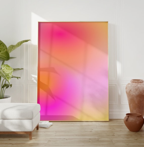 Pink Orange Aura Wall Art, Blur Gradient Print, Pink Glow, Spiritual Poster, Positive Self Care Art, Aura Energy, Dreamy Aura Gradient