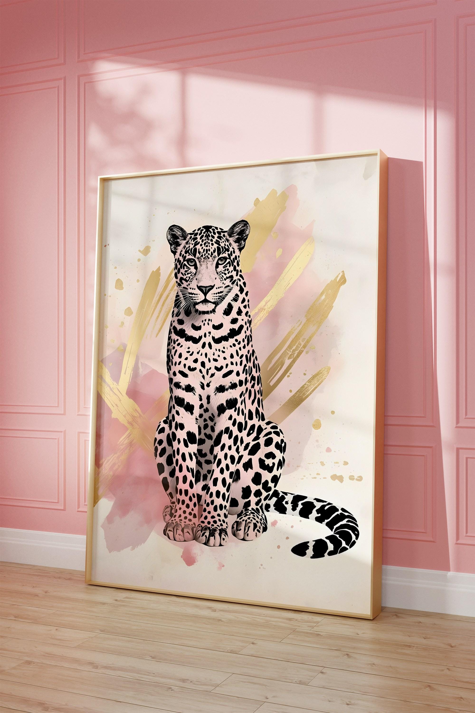 Pink Leopard Poster Fashion Wall Art Modern Jungle Chic Print