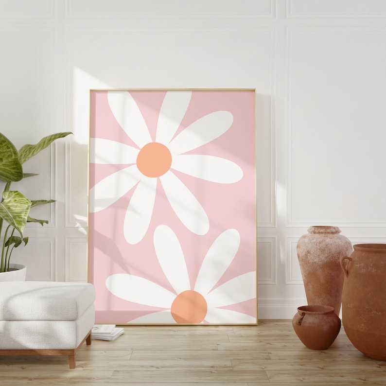 Daisy Nursery Wall Art, Set of 3, Blush Pink Nursery Print, Boho Print ...