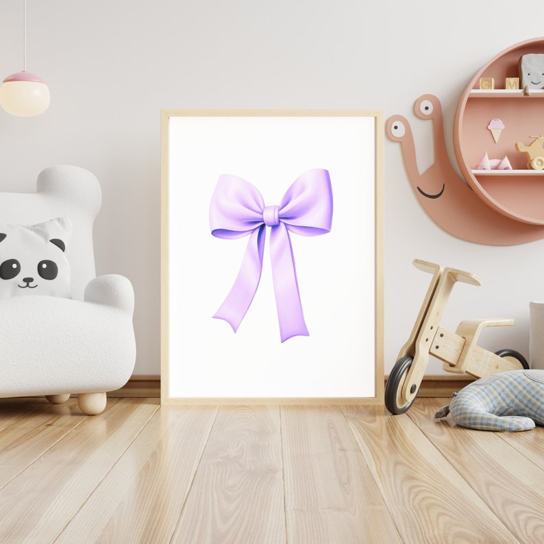 Purple Bow Print, Preppy aesthetic wall art, teen room decor, preppy poster, college apartment decor, nursery girly lilac wall art print, pastel poster, printable room decor, room decor for teens, digital download, set of 3 prints