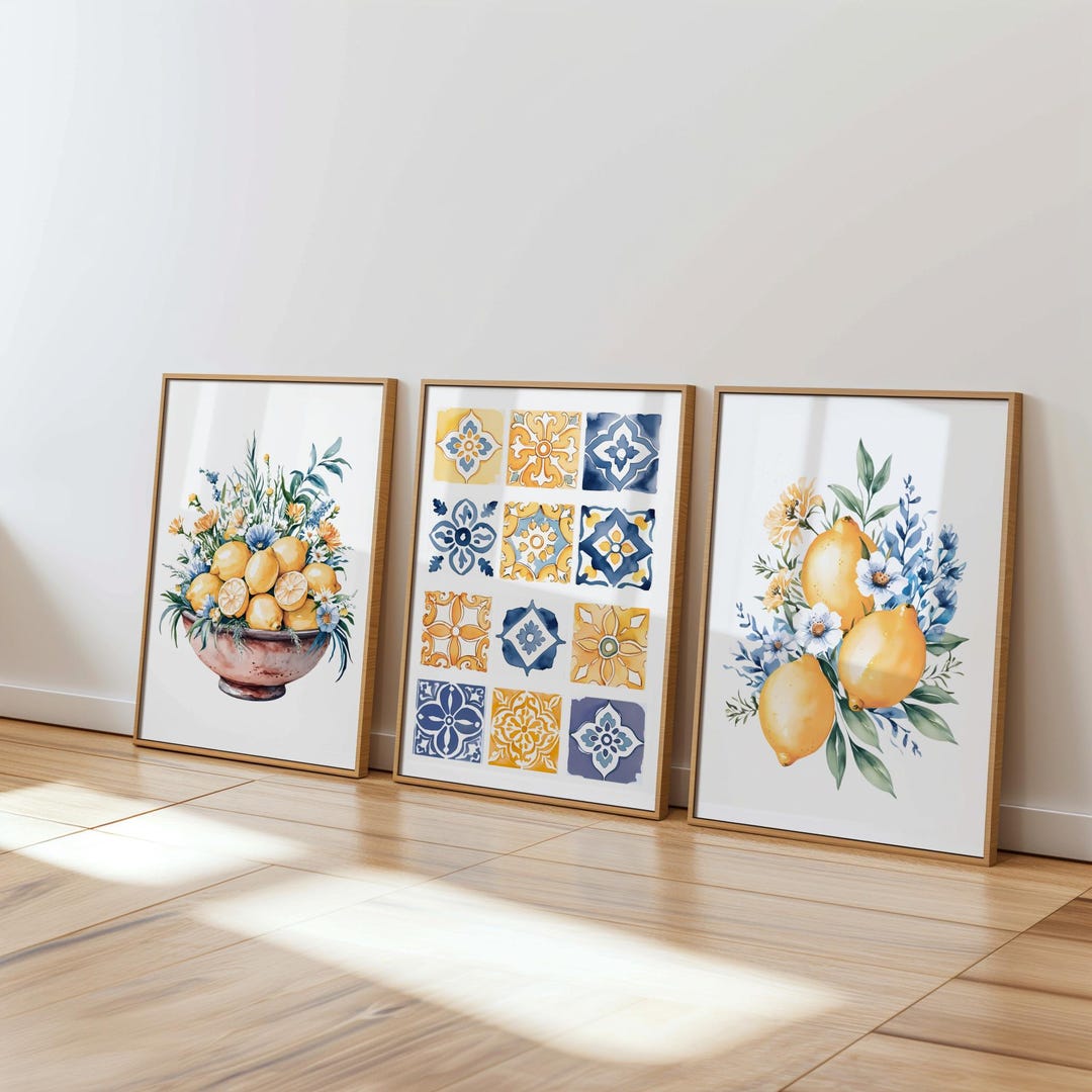 Lemon Wall Decor Farmhouse Kitchen Decor Lemon Fruit Print Wildflowers ...