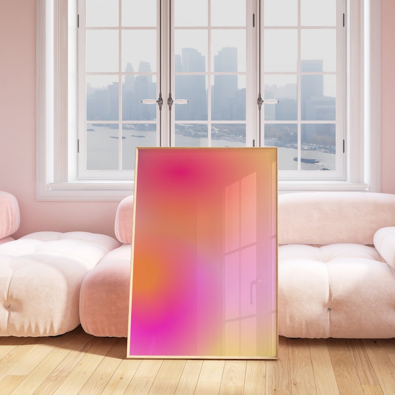 Pink Orange Aura Wall Art, Blur Gradient Print, Pink Glow, Spiritual Poster, Positive Self Care Art, Aura Energy, Dreamy Aura Gradient, Aura Energy, Mental Health Poster