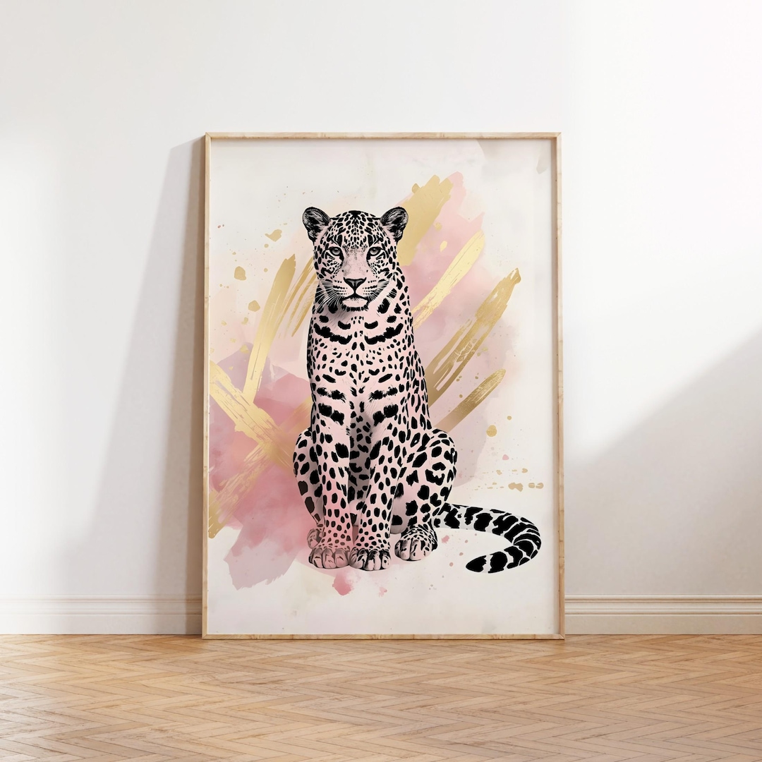 Pink Leopard Poster Fashion Wall Art Modern Jungle Chic Print Girly ...