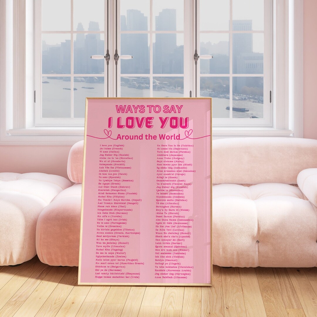 Ways to Say I Love You Print, World Languages, Couples Gift, Retro Wall(09)