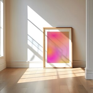 Rosa orange aura-väggkonst, suddigt gradienttryck, rosa glöd, andlig poster, positiv självvårdskonst, auraenergi, drömsk auragradient bild 4