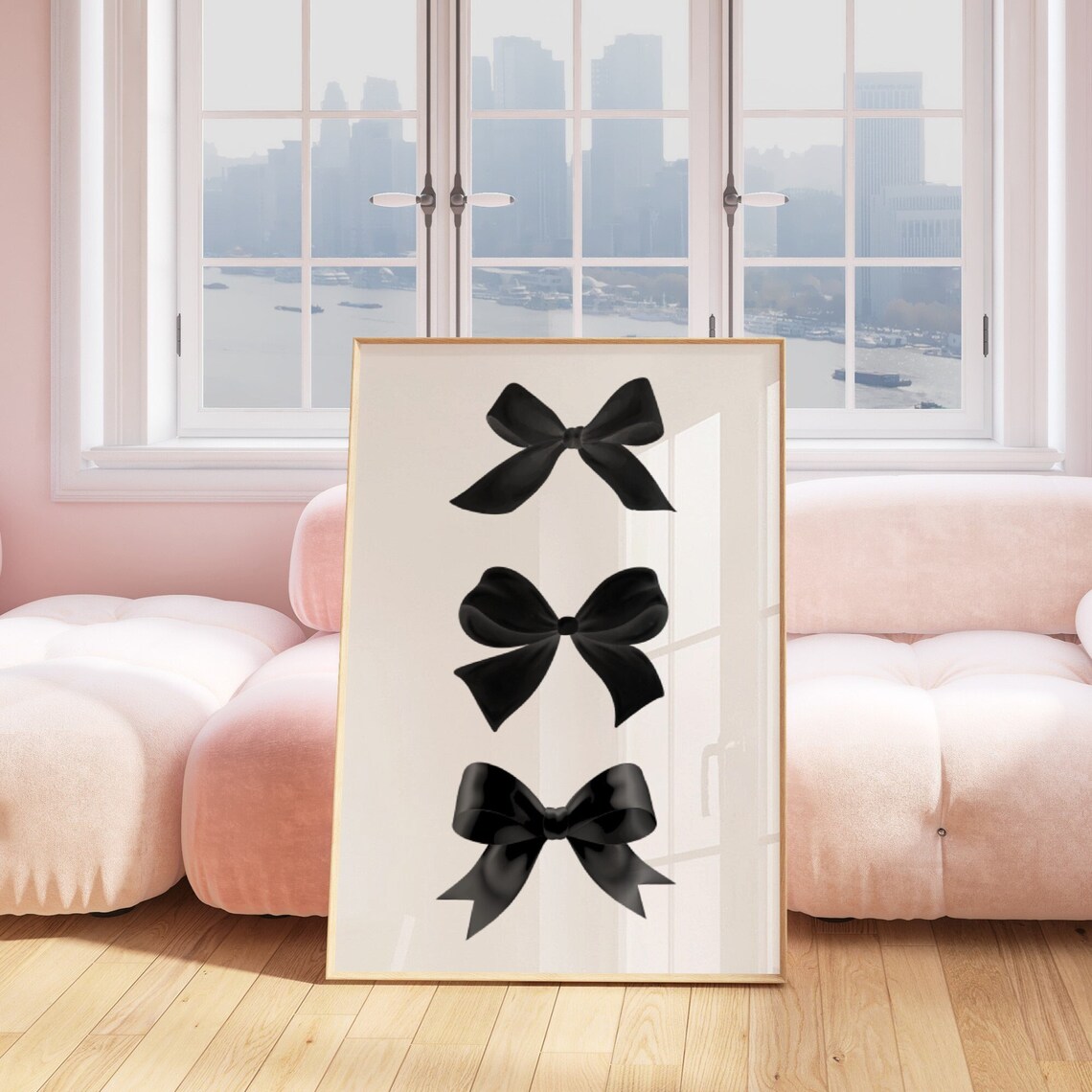 Black Bow Print, Preppy Aesthetic Wall Art, Neutral Teen Room Decor ...