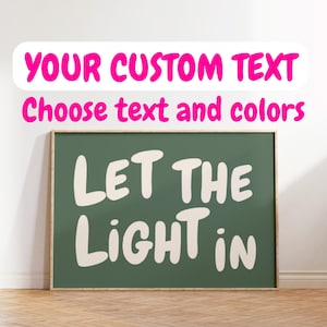 Impressão de texto personalizada - Seu texto ou citação aqui - Crie sua própria arte de parede, impressão tipográfica personalizada, impressões coloridas, citação personalizada, presente