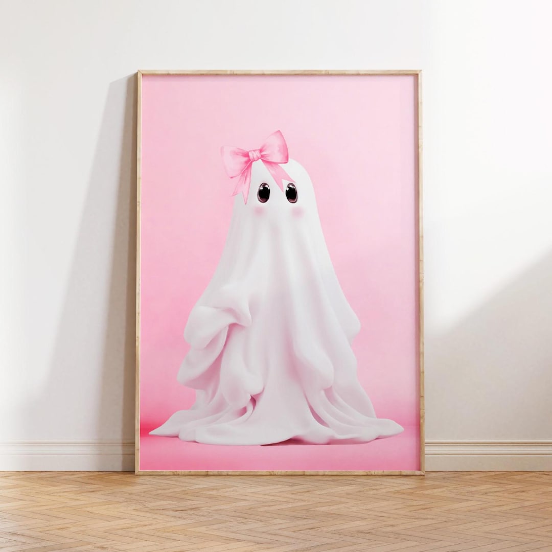 Pink Ghost Wall Art Print Trendy Seasonal Halloween Decor Girly ...