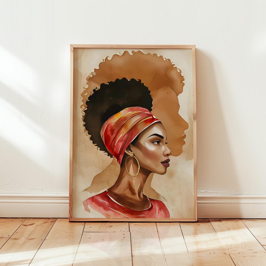 Black Woman Print Afro Wall Art African American Art Black Girl African ...