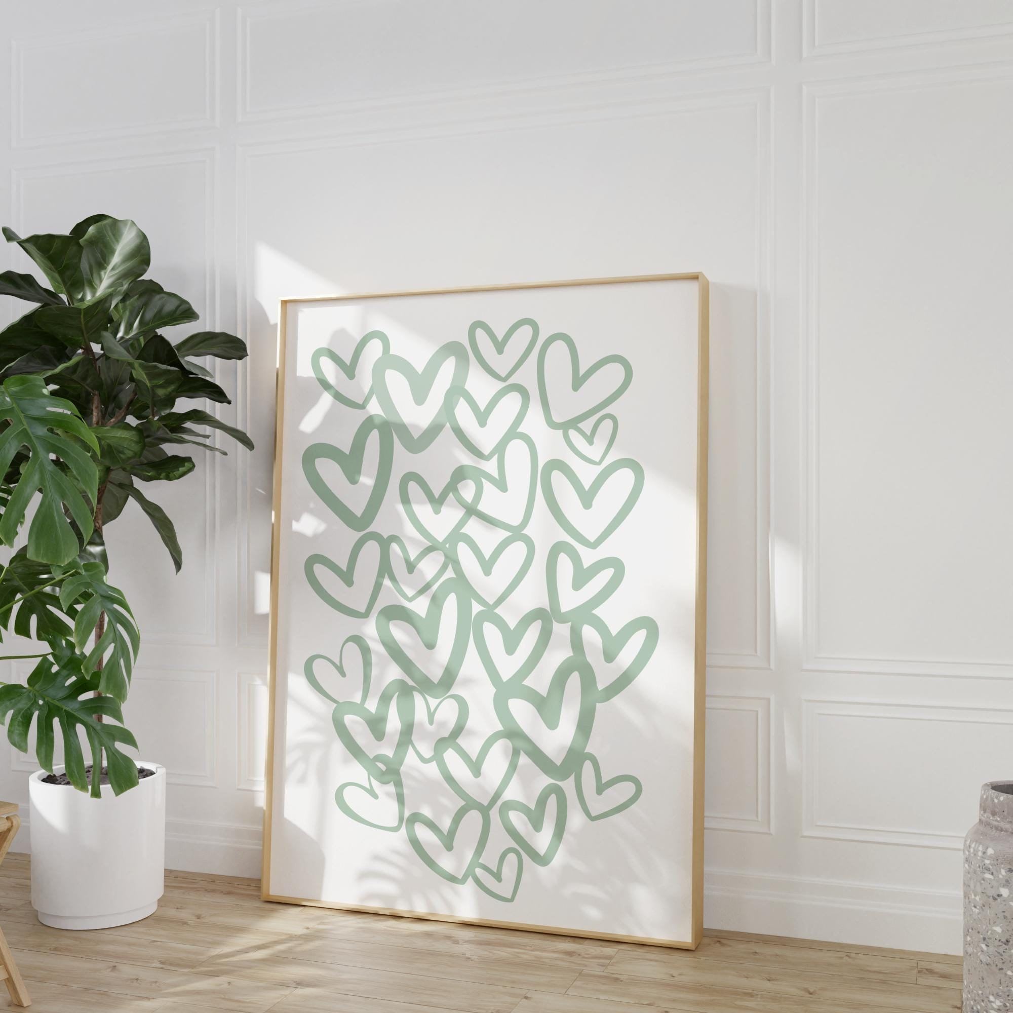 Sage Green Hearts Art Printpreppy Dorm Room Dexordigital Download — free download