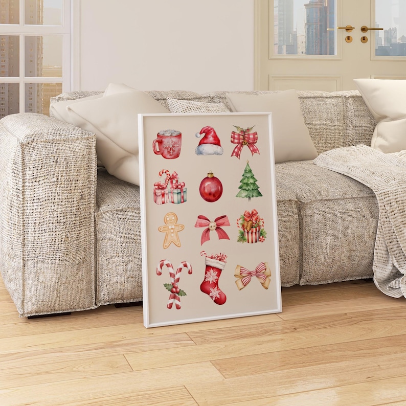 Christmas Gallery Wall Art Set of 3 Christmas Posters Vintage XMAS