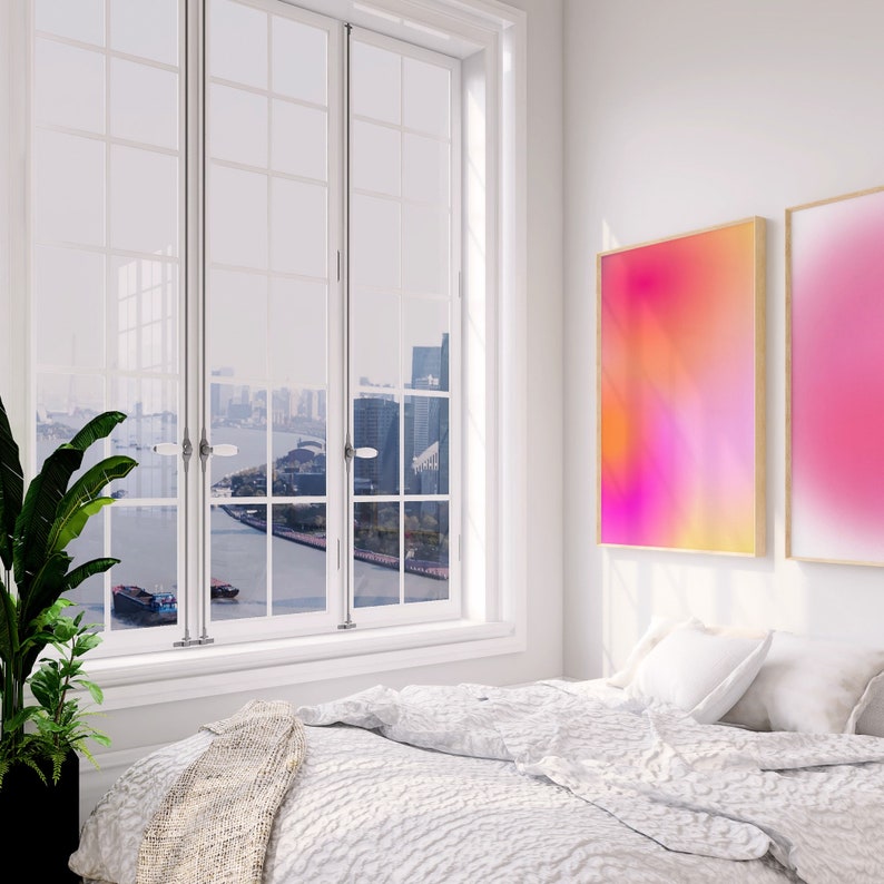 Pink Orange Aura Wall Art, Blur Gradient Print, Pink Glow, Spiritual Poster, Positive Self Care Art, Aura Energy, Dreamy Aura Gradient, Aura Energy, Mental Health Poster