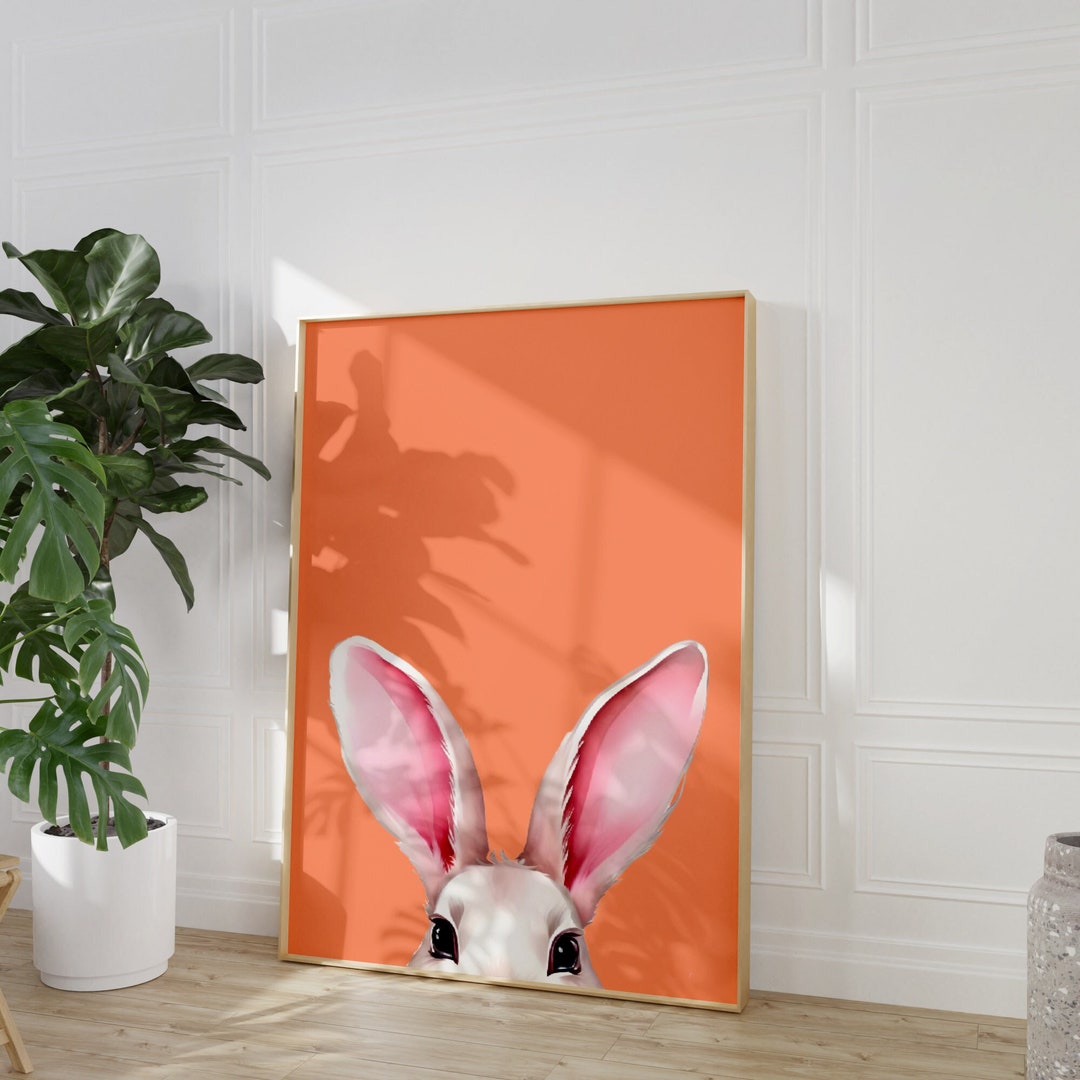 Easter Bunny Ears Print, Orange Easter Rabbit Print, Easter Printables ...
