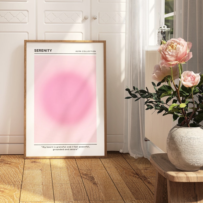 Pink Positive Aura Poster, Set of 3, Affirmation Poster, Gradient Print ...
