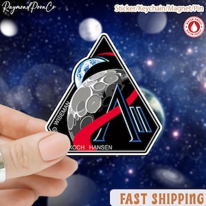 Op Artemis II geïnspireerde missie patch sticker, retro ruimteprogramma vinyl sticker, waterdichte laptop waterfles autosticker, ruimteliefhebber cadeau