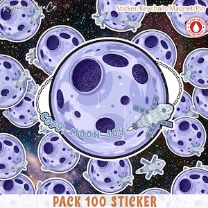 Adesivo "Moon Joy" retrô em vinil, ideal para laptops, garrafas de água e carros. Perfeito para amantes do espaço.