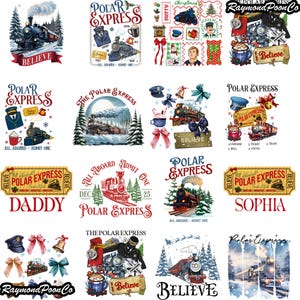 Polar Express PNG Bundle, North Pole Ticket Clipart, Funny Xmas PJs For Family, Holiday Shirt Design,Believe Christmas Train Sublimation