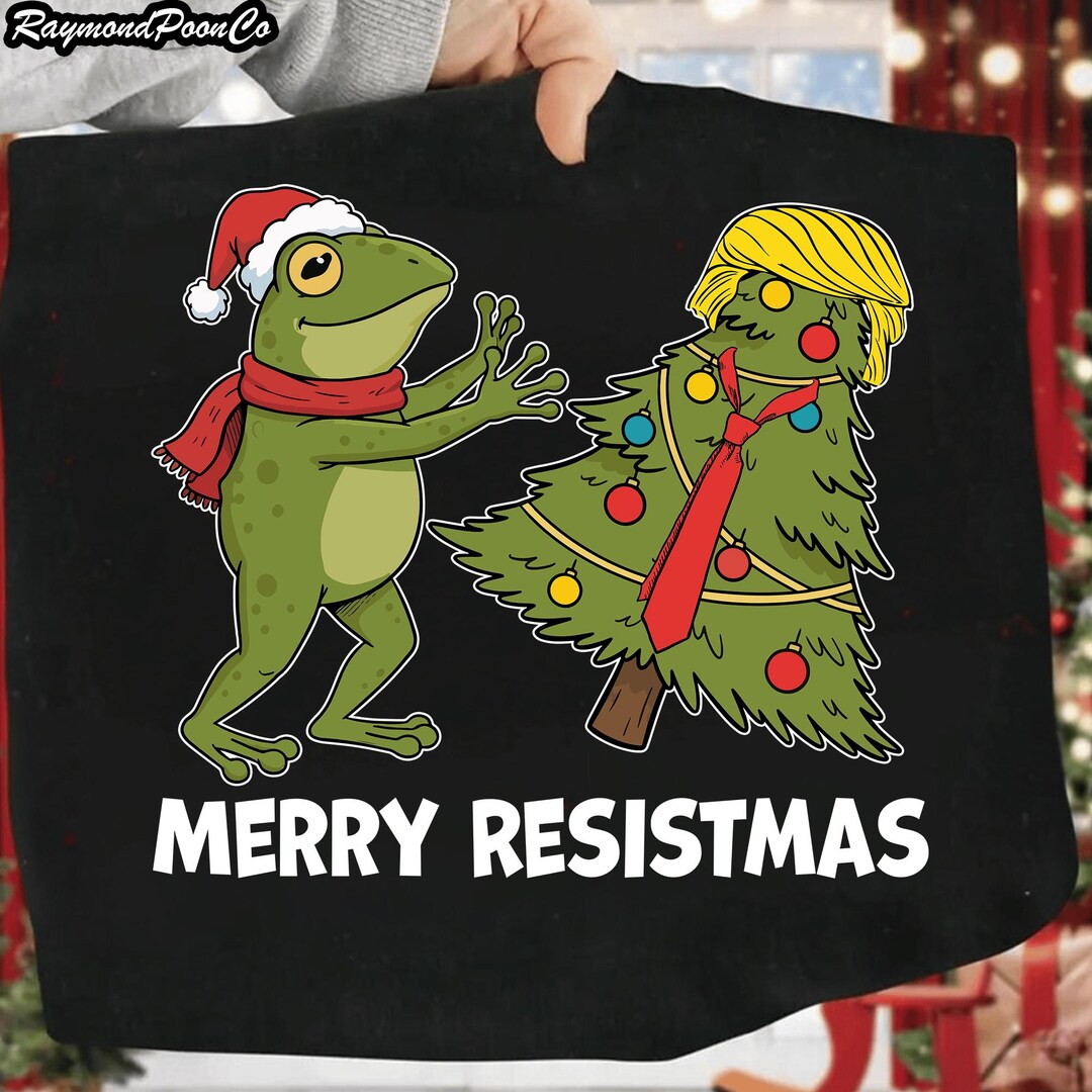 Resistmas Rabbit Merry Resistmas Frog Anti Trump PNG, Funny Political Christmas ...